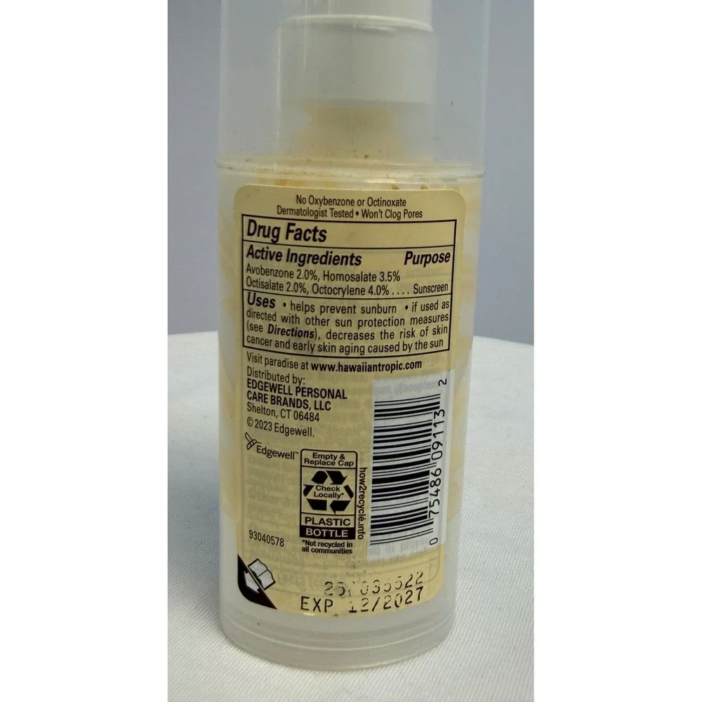Hawaiian Tropic Weightless Hydration Face Sunscreen Lotion SPF 30 1.7oz New‎